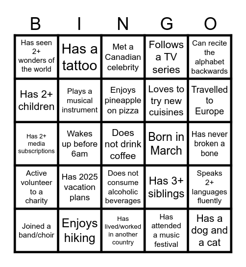 MARS SC BINGO Card