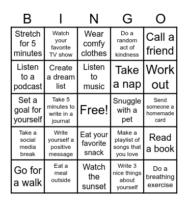 Wellness Bingo Card