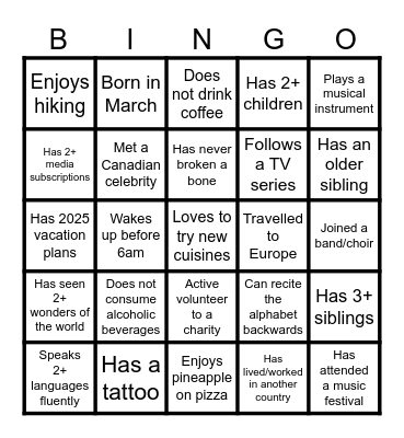 MARS SC BINGO Card
