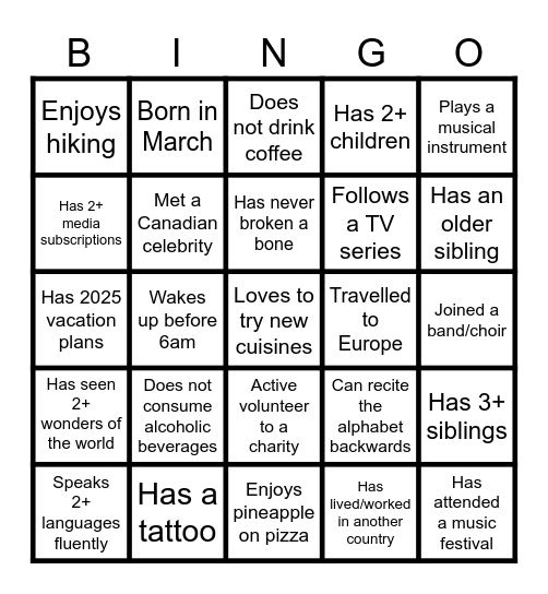 MARS SC BINGO Card