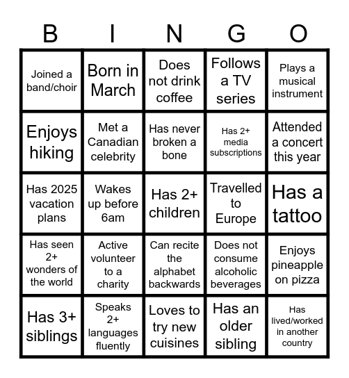 MARS SC BINGO Card