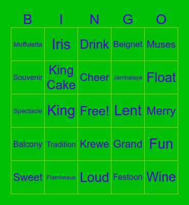 Mardi Gras Bingo Card