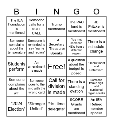 IEA/RA 2024 Bingo Card