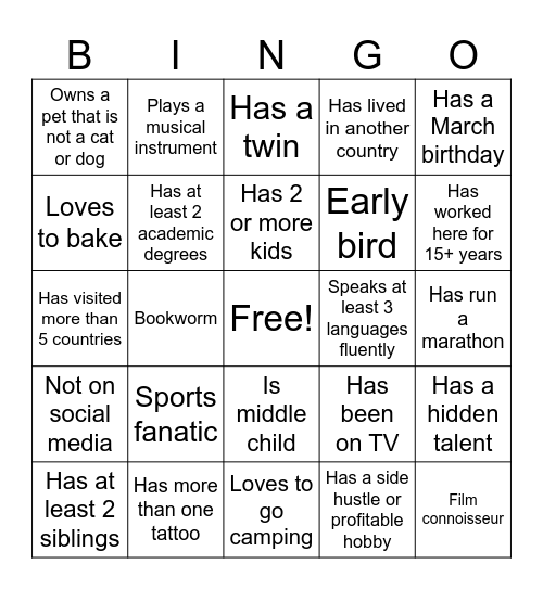 FP&A Bingo Card