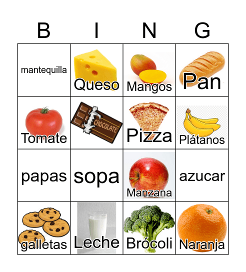 La Comida Bingo Card