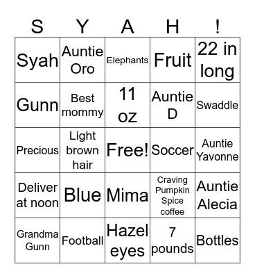 Josyah Bingo Card