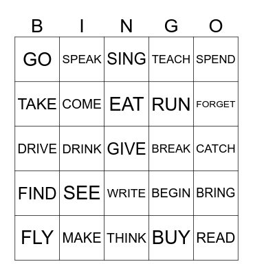 IRREGULAR VERBS Bingo Card