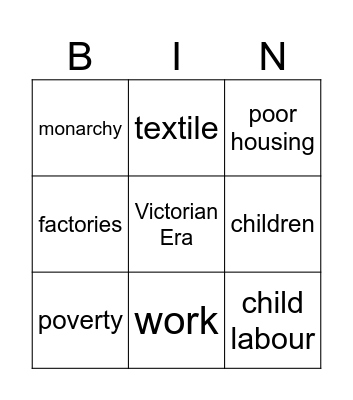 Victorian Era Bingo Card