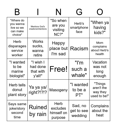 Kauai Parents Bingo Card