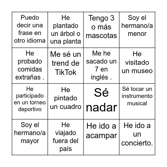 Bingo de la Amistad Bingo Card