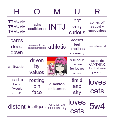 homura kin bingo (from pinterest) Bingo Card