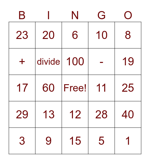 spanish vocab Bingo Card