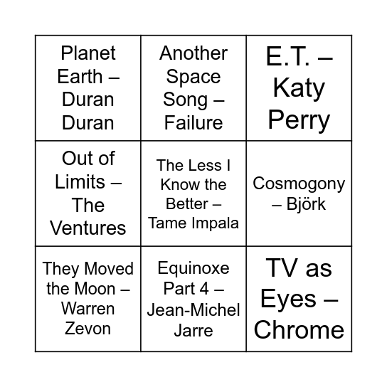 Game Three Bingo Card