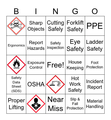 Safety Symbol Bingo Card
