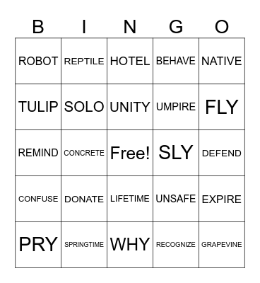 2nd Grade Spelling Words - 3rd quarter Bingo Card