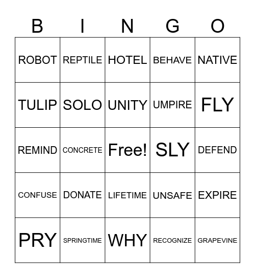 2nd Grade Spelling Words - 3rd quarter Bingo Card