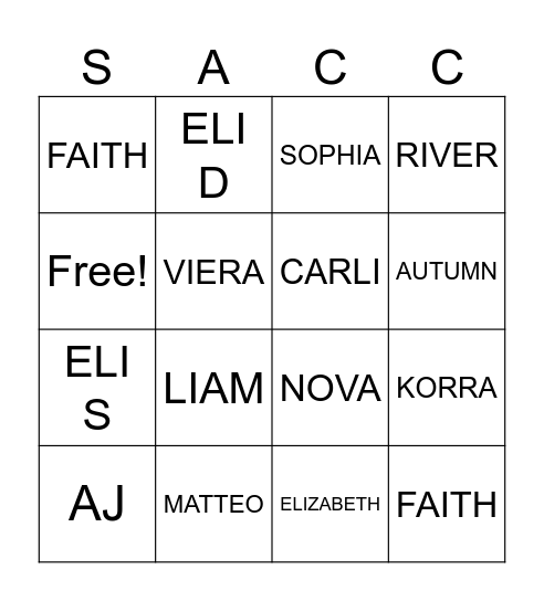 SCHOOL AGE Bingo Card