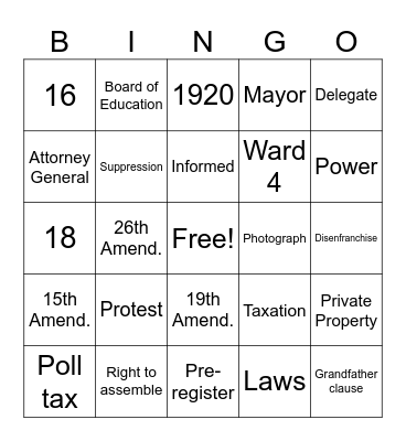 Law Bingo Card