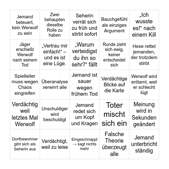 Bingo der Verdammten Bingo Card