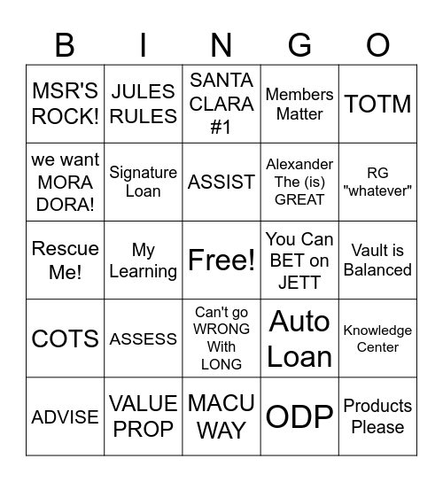MACU BINGO Card