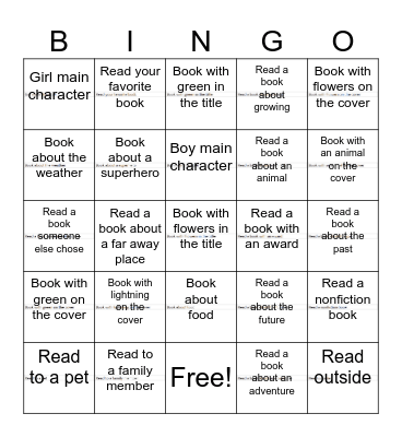 Spring Reading Bingo Card