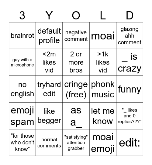 youtube shorts bingo: 5x5 edition Bingo Card