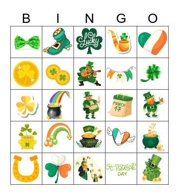 St Patrick's Day Bingo Card