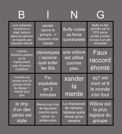 Buffy contre les vampires Bingo Card