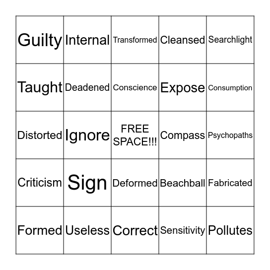 Sermon Bingo 10/2/16 Bingo Card