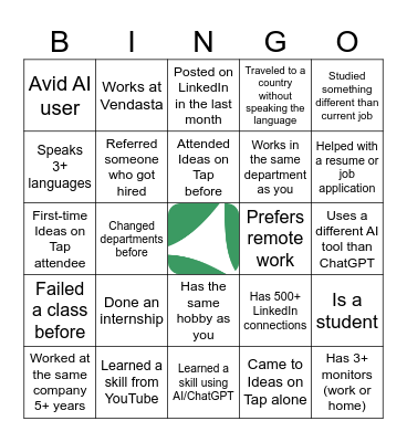 Tag us @vendasta Bingo Card