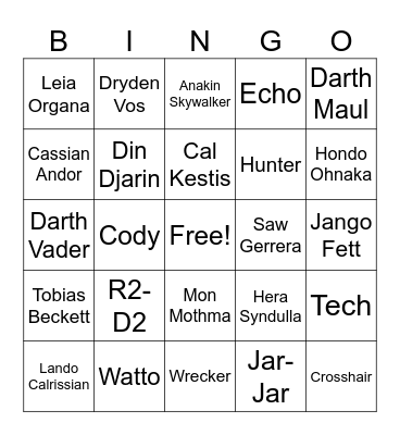 Star Wars BINGO Card