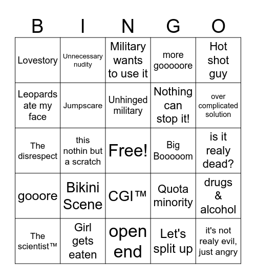 Monster Movie Trope-Bingo Card