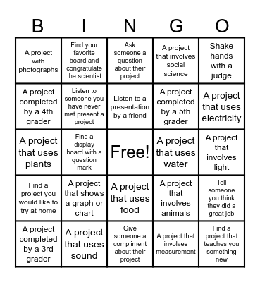 Science Fair Bingo Board! Bingo Card