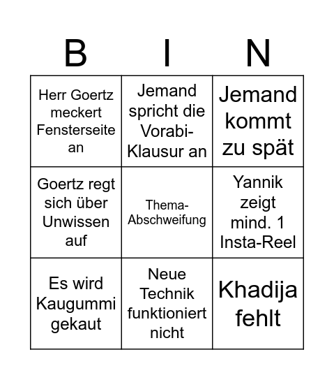 Erdkunde Bingo 13.03 Bingo Card