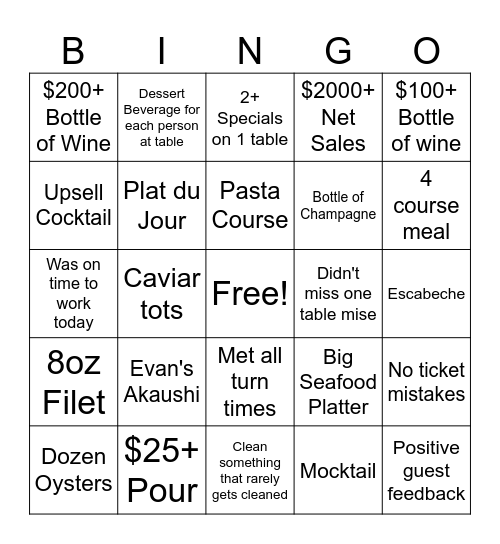 Gemma Bingo Card