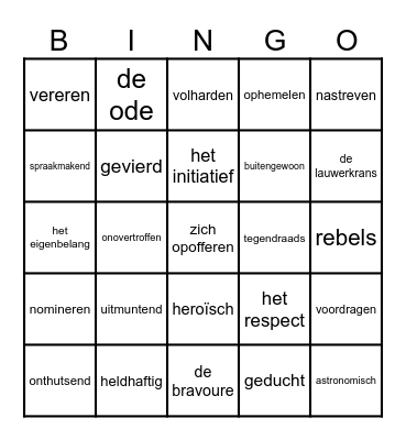 Woordenschat Bingo Card