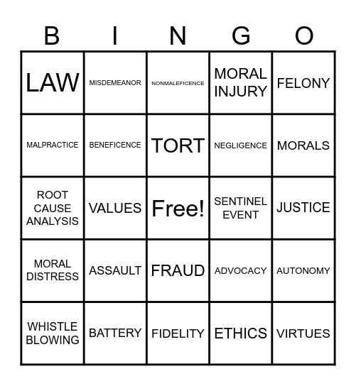 Vocab Bingo Card