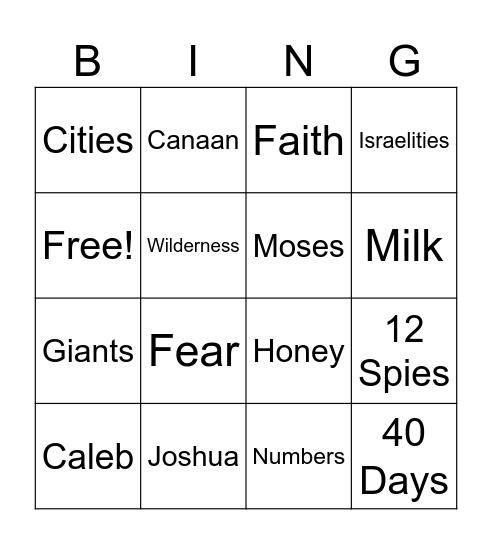 Promised Land Bingo Card