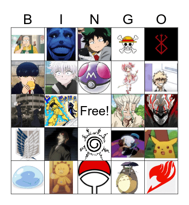 Anime Bingo Card