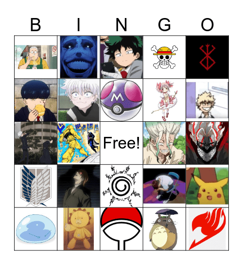 Anime Bingo Card
