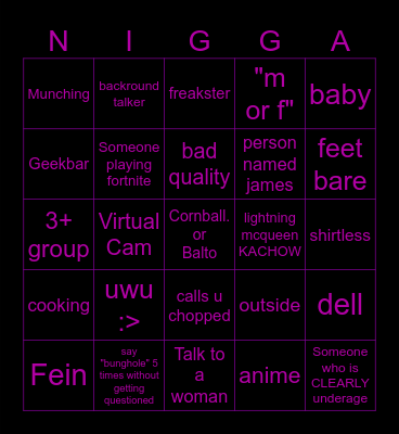 UMMMEGLE Bingo Card