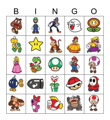 Super Mario Bingo Card