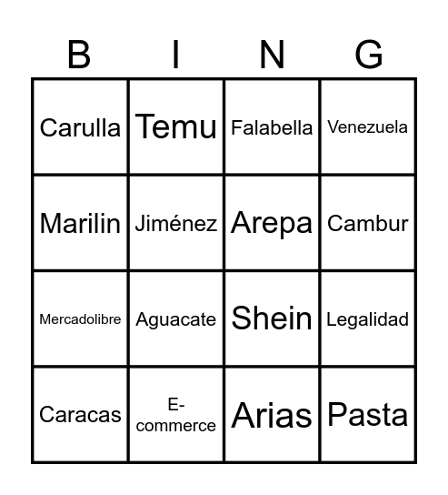 E-commerce Bingo Card