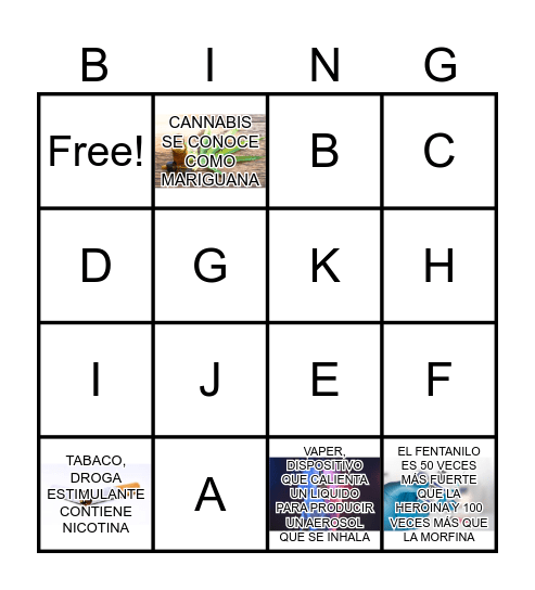 PREVENCIÓN DE ADICCIONES Bingo Card