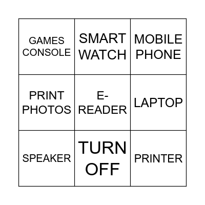 TECHNOLOGY VOCABULARY Bingo Card