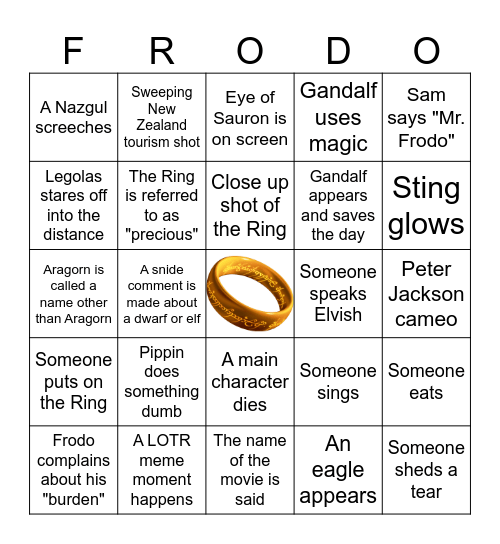LOTR Bingo Card