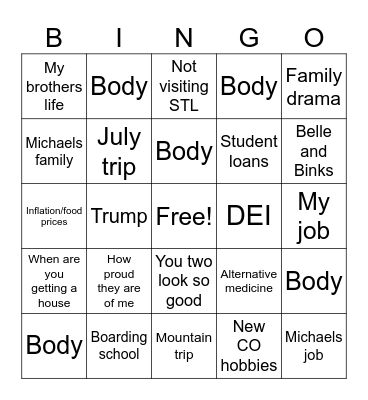 Trauma! Bingo Card