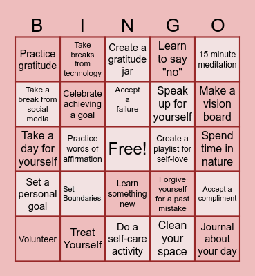 2025 Self-love Bingo Card
