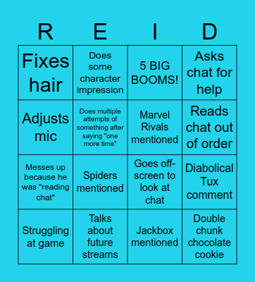 RETRO REID BINGO Card