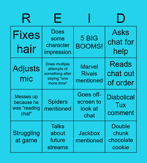 RETRO REID BINGO Card